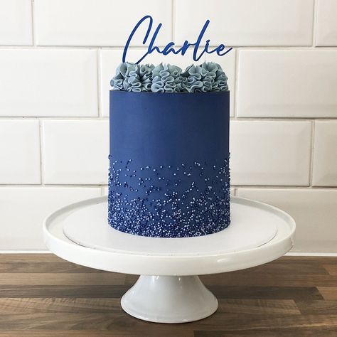 Blue Themed Cake For Men, Blue Men Cake, Simple Man Cake, Mens Birthday Cake Simple Blue, Dark Blue Cake For Men, Cake For Men Simple, Navy Blue Cake For Men, Blue And Silver Cake For Men, Blue Cakes For Men