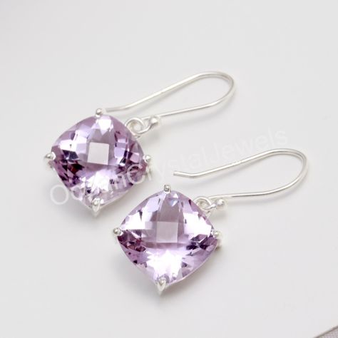 Packing Business, Cushion Earrings, Wedding Earring, Earring Wedding, Gift For Love, Amethyst Jewelry, Pink Amethyst, Amethyst Earrings, February Birth Stone