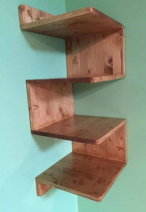 modern corner shelf designs Diy Corner Shelves, Diy Corner Shelf, Corner Shelf Ideas, Corner Shelf Design, Corner Shelf Unit, Wood Corner Shelves, Wood Shelving Units, Diy Wood Shelves, Wall Shelving Units