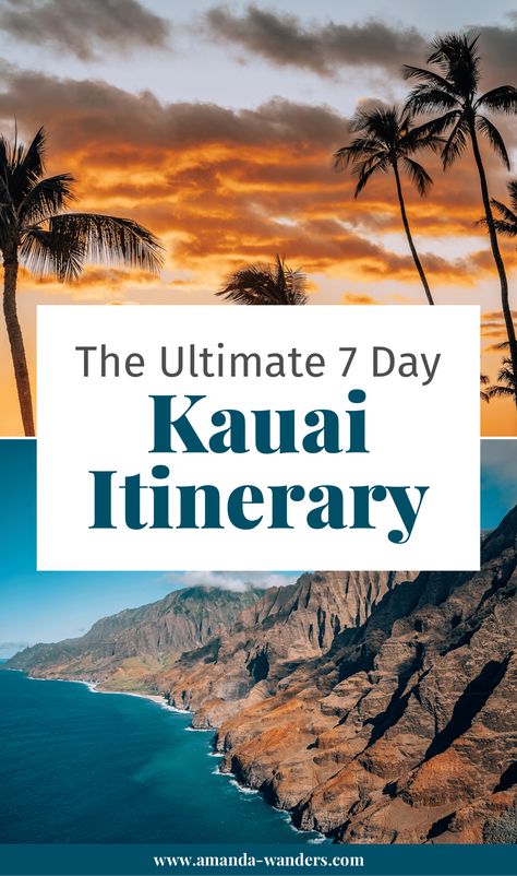 7 Day Kauai Itinerary • Things to Do for a Week in Kauai • Amanda Wanders Kauai Travel Guide, Kauai Hikes, Kauai Hiking, Kauai Itinerary, Hawaii Vacation Tips, Things To Do In Kauai, Kauai Travel, Hawaiian Travel, Hawaii Aesthetic