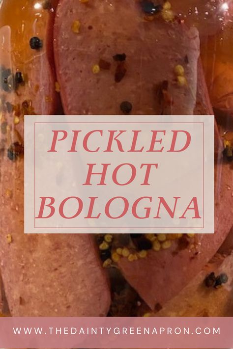 Homemade Bologna Recipes How To Make, Picked Bologna, Pickled Hot Sausage, Pickled Meat Recipe, Pickled Baloney, Hot Pickled Bologna Recipe, Hot Bologna Recipe, Hot Pickles Recipe, Pickled Wieners Recipe