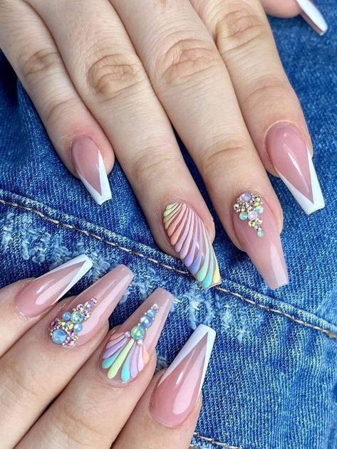 Rosy Nails, Unicorn Nails Designs, Stylish Nails Designs, Gel Nails Diy, Classy Acrylic Nails, Exotic Nails, Acrylic Nails Coffin Pink, Uñas Acrilicas, Beach Nails