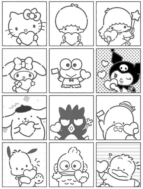 Sanrio Coloring Pages Printable, Sanrio Coloring Pages, Sanrio Coloring, Doodles Kawaii, Hello Kitty Colouring Pages, Images Hello Kitty, Hello Kitty Printables, Karakter Sanrio, Hello Kitty Crafts