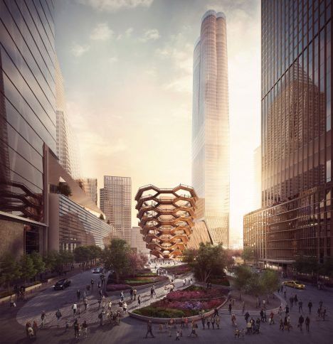 Heatherwick unveils staircase sculpture as "centrepiece" for New York’s Hudson Yards New York Noel, Thomas Heatherwick, Voyage New York, Yard Sculptures, The Vessel, Hudson Yards, Restaurant New York, Architecture Rendering, Nova York