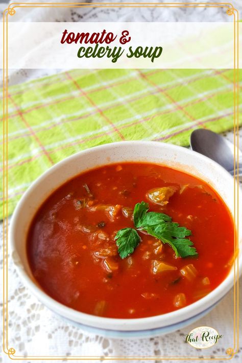 Tomato Celery Soup, Carrot And Celery Recipes, Recipe With Carrots, Carrots And Celery, Celery Recipes, Tomato Soup Homemade, Tomato Soup Recipe, Baked Avocado, Homemade Soup Recipe