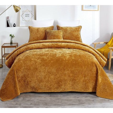 Gold Velvet Bedding, Mustard Yellow Bedding, Gold Bedspread, Gold Comforter Set, Gold Bedding, Melted Gold, Yellow Bedspread, Gold Comforter, Velvet Decor