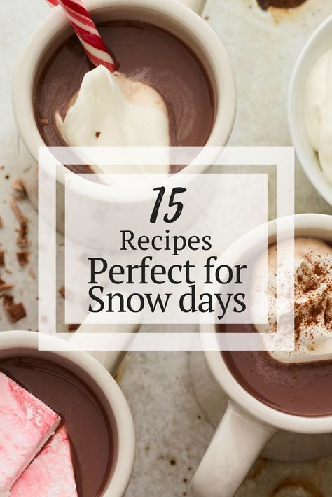 15 easy comfort foods that are perfect for those cold snowy days! Snow Day Comfort Food, Snow Day Baking, Snow Day Meals Comfort Foods, Snow Day Food, Snow Day Image, Snow Day Recipes, Popcorn Recipes Sweet, Creamy Chicken And Dumplings, Snow Recipe