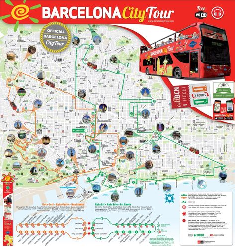 Barcelona Tourist Map, Barcelona Tourist Attractions, Barcelona City Map, Barcelona Tourist, Barcelona Map, Map Of Spain, Barcelona Spain Travel, Spain Tour, Bus Tour