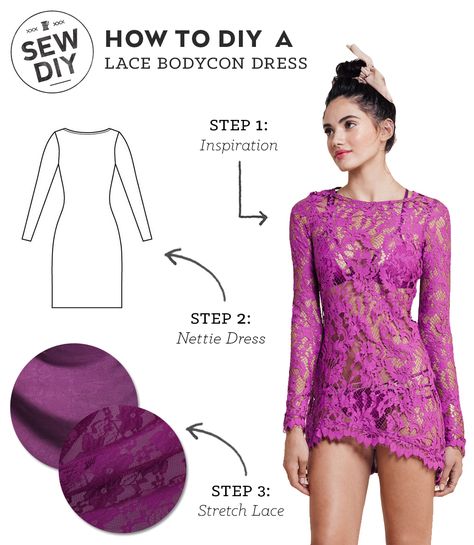 DIY Outfit – Lace Bodycon Dress — Sew DIY Bodycon Dress Diy, Bodycon Dress Pattern, New Dress Pattern, Trendy Dresses Formal, Dress Sew, Dress Sewing Patterns Free, Trendy Sewing Patterns, Lace Diy, Dress Patterns Free