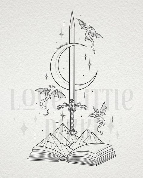 Reader Tattoo, Book Inspired Tattoos, Basic Tattoos, Bookish Tattoos, The Night Court, Fantasy Tattoos, Canvas Drawing, Night Court, Fourth Wing