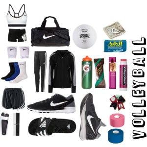 "In my Volleyball Bag" by dianaaaaaaaaaaa on Polyvore Volleyball Conditioning, Volleyball Camp, Volleyball Outfit, Volleyball Bag, Volleyball Memes, Volleyball Gear, Volleyball Skills, Volleyball Tournaments, Volleyball Practice