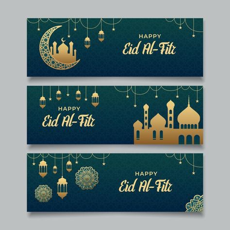 Eid Al-Fitr Mubarak Banner Set with Golden Ornament Eid Al Fitr Decorations, Ramadan Table Decor, Ramadan Table, Eid Banner, Eid Mubarak Banner, Ad Inspiration, Eid Al Fitr, Website Banner, Happy Eid