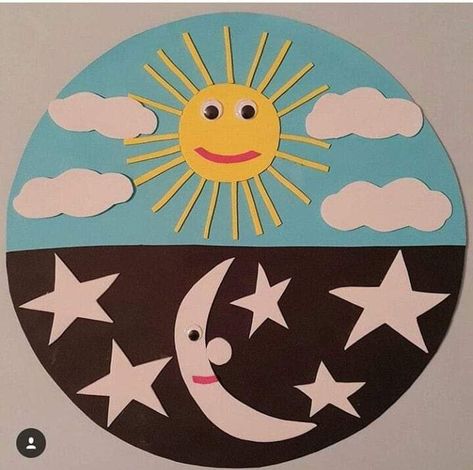 Day And Night Crafts Preschool, Day And Night Crafts For Kids, Day And Night Preschool, Day And Night Activities Preschool, Day And Night Craft, Night And Day Art, Day And Night Activities, Art And Crafts For Kids, Craft Kindergarten