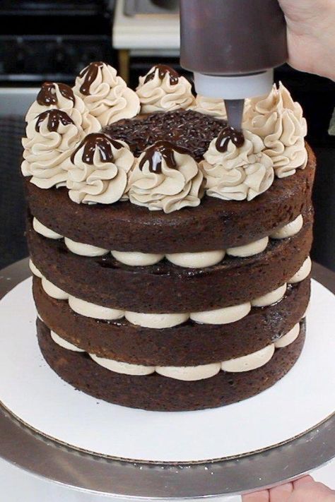 Whipped Chocolate Buttercream, Naked Chocolate Cake, Chocolate Ganache Drizzle, Whipped Buttercream, Chocolate Ganache Filling, Milk Chocolate Ganache, Mini Torte, Baking Cocoa, Cake Party