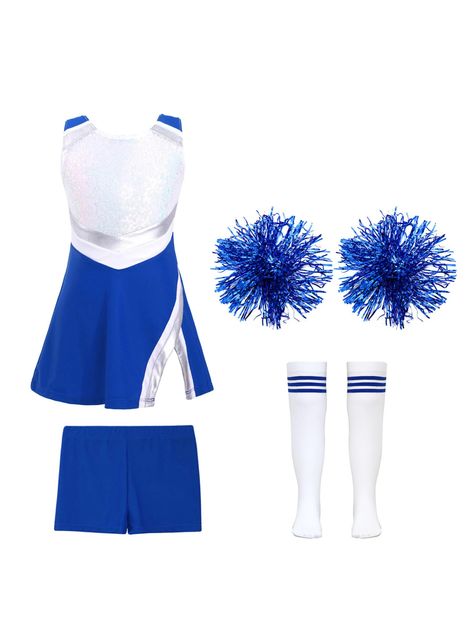 Dance Performance Outfits, Girls Cheerleader Costume, Striped Tube Socks, Baby Costumes Girl, School Dance Dresses, Cheerleader Costume, Carnival Festival, Cheer Uniform, Outfit Halloween