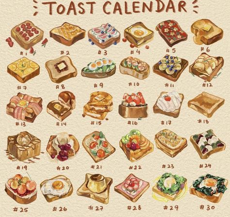 Bread Aesthetic, May December, Homemade Recipe Books, Roti Bakar, Desserts Drawing, Homemade Cookbook, Food Artists, Food Illustration Art, Cute Food Drawings