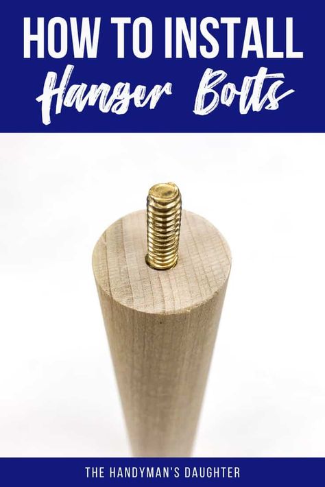 Learn how to install hanger bolts in furniture legs yourself! I'll show you two different methods for installing hanger bolts, depending on the tools you already have in your garage. Install hanger bolts in furniture legs and feet, or in the end of wooden pegs or finials! Diy Drawer Organizer, Fine Woodworking Project, Wooden Furniture Legs, Wood Projects Plans, Hanger Bolts, Wooden Storage Box, Furniture Feet, Wooden Pegs, Woodworking Plans Free