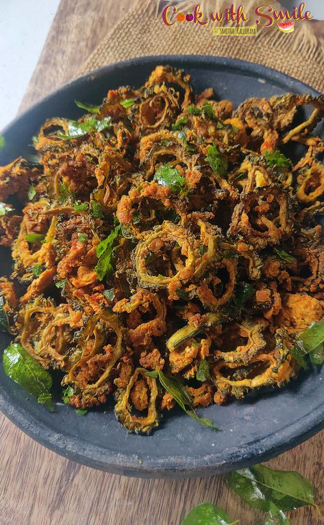 Bitter Gourd Chips in Air Fryer | Air fryer Karela Chips - Cook with Smile Air Fryer Recipes Indian, Air Fryer Oven Recipes, Bitter Melon, Bitter Gourd, Air Fryer Healthy, Chips Recipe, Air Fryer Recipes Healthy, Indian Food Recipes Vegetarian, Few Ingredients