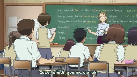 Japanese Classroom Anime, Anime Classroom With Students, Anime Teacher Teaching, Teachers Teaching In Classroom, Anime Lesson, Classroom Drawing, Fancy School, Classroom English, Anime Student