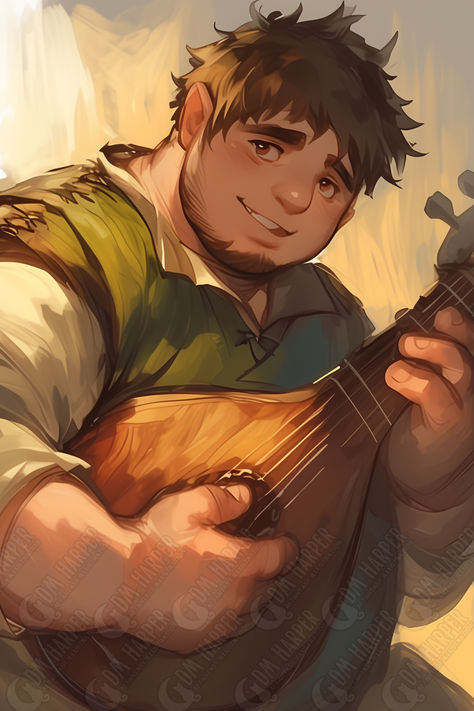 (CG Halfling Bard) Entertainer at Northurrow’s End, Goldenfields, Storm King's Thunder Halfing Character Art, Halfling Character Art Male, Dnd Halfling Male, Halfling Character Art, Halfling Dnd, Halfling Fighter, Dnd Species, Halfling Male, Halfling Druid