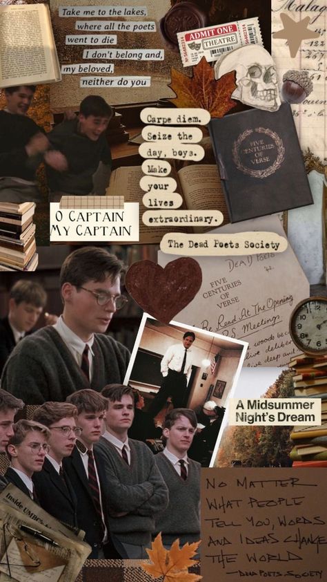 Dead Poets Society Aesthetic Wallpaper, Dead Poets Society Wallpaper, Movie Moodboard, Dead Poets Society Quotes, Dead Poets Society Aesthetic, Dark Academia Posters, Reader Aesthetic, Book Poetry, Night Cafe