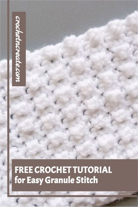 FREE CROCHET TUTORIAL for easy granule stitch. #crochetstitchtutorial #crochetstitch Crochet Straight Edges, Crochet Blanket Video, Stuff To Do With Yarn, Crocheted Accessories, Learn Crochet, Crochet Throw Pattern, Textured Crochet, Afghans Crochet, Crochet Stitches For Blankets