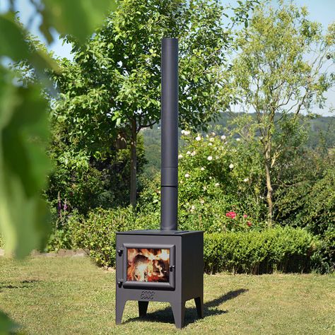 What Is the Best Log Burner for Your Garden? | Direct Stoves Resources Outdoor Wood Burner, Wood Fired Cooking, Outdoor Stove, Outdoor Heaters, Fire Cooking, Range Cooker, Log Burner, Wood Burner, Outdoor Heating