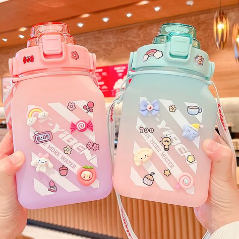 Nalgene Water Bottle, Drinking Water Bottle, Cute Water Bottles, 3d Stickers, Cute School Supplies, Outdoor School, Sports Water, Water Bottle With Straw, Botol Air