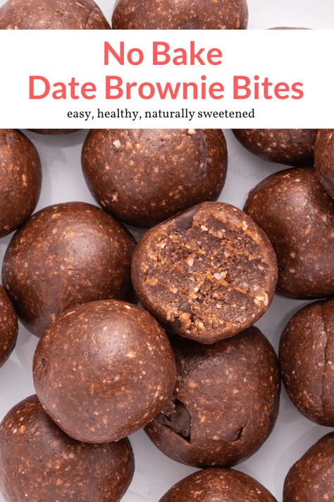 Date Brownies, Healthy No Bake, Slender Kitchen, Energy Ball Recipe, Date Recipes, Lost 100 Pounds, Brownie Bites, Healthy Sweets Recipes, Healthy Sweets