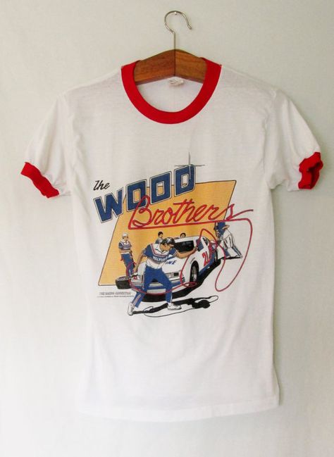 Vintage The Wood Brothers Racing RInger by FreshtoDeathVintage Vintage Sport, Racing Shirts, Pallet Art, Red Style, Racing Team, 60s Fashion, Vintage Sports, Vintage Car, Red Fashion