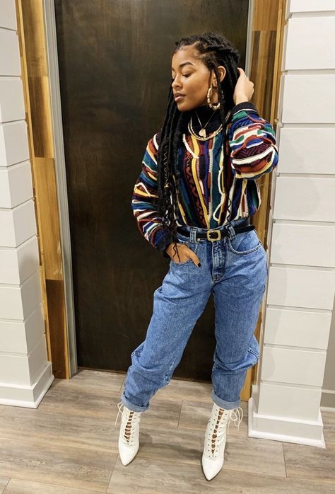 80s Outfits Black Women, Old School Outfits 90s, School Outfits 90s, 90s Retro Outfits, 80s Fashion Black Women, Thrift Outfits Ideas, Old School Outfits, Black 90s Fashion, Throwback Outfits