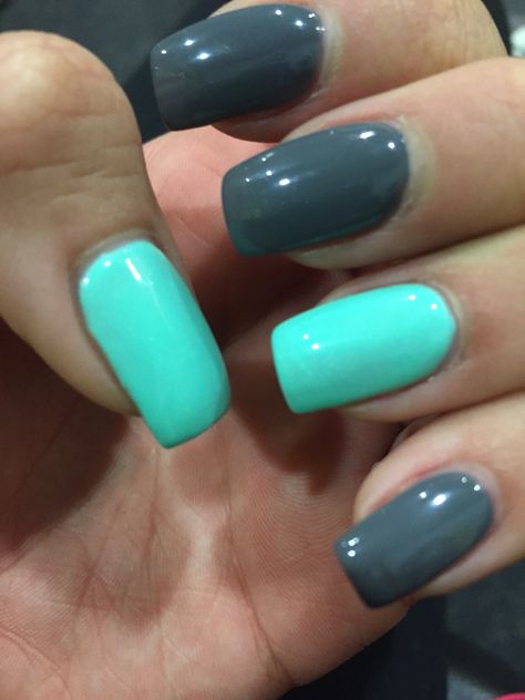 My favorite color combination #teal #grey #nails Gray And Turquoise Nails, Grey And Teal Nails, Nail Halloween, Halloween Nail Art Ideas, Grey Nails, Teal Nails, Turquoise Nails, Gray Nails, Nails Colors