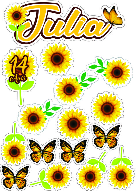 Sunflower Theme Cake, Sunflower Cake Topper, Sunflower Cake, Sunflower Theme, Birthday Cake Topper Printable, Theme Cake, Peppa Pig, Birthday Cake Toppers, Themed Cakes