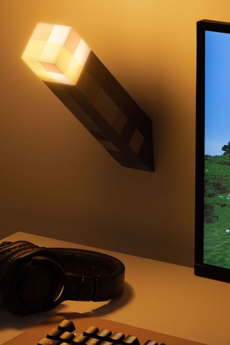 Perfect Lamp for all Gamers. Link in Linktree Cute Minecraft Bedrooms, Gamer Bedroom Ideas, Minecraft Torch, Minecraft Room Decor, Minecraft Merchandise, Gamer Bedroom, Minecraft Bedroom, Gamer Room Decor, Minecraft Room