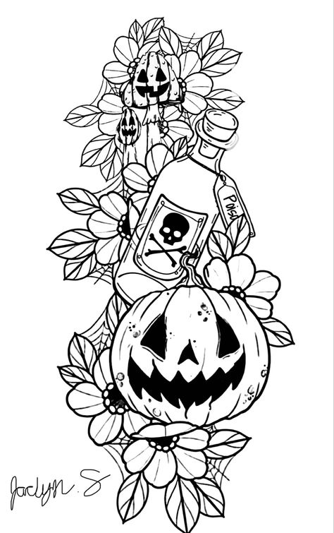 Color in pumpkin & poison bottle half full & pumpkin mushrooms everytging else black Mushroom Drawing Colorful, Poison Bottle Tattoo Design, Pumpkin Tattoo Ideas, October Tattoos, Poison Bottle Tattoo, Pumpkin Tattoos, Poison Tattoo, Beer Tattoos, Halloween Tattoo Ideas