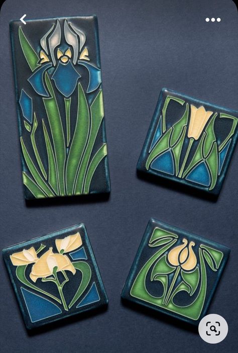 Art Nouveau Ceramic Tile, Art Noveau Tile, Ceramic Tile Painting Art, Art Deco Ceramic Tiles, Art Deco Ceramics, Art Nouveau Ceramics, Motawi Tile, Art Deco Wall Decor, Arts And Crafts Tiles