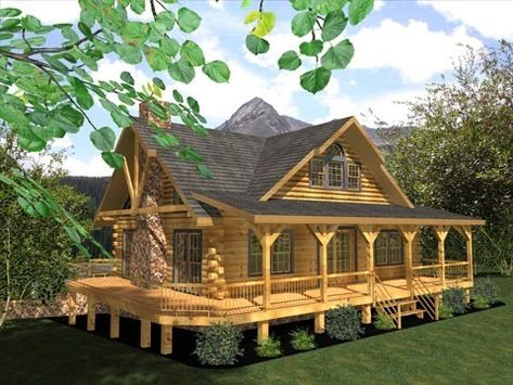 Eagledale Floor Plan - Honest Abe Log Homes & Cabins Homes With Wrap Around Porches, Log Cabin House, Log Cabin Style, Log Cabin Plans, Log Cabin Floor Plans, Log Home Living, Log Home Floor Plans, Log Home Plans, Log Cabin Kits