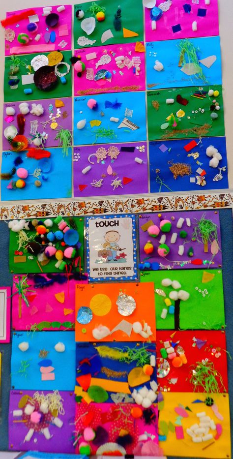 Our sense of "touch" pictures. Eyfs Senses Activities, Early Years Senses Activities, Sense Of Touch Craft, My 5 Senses Preschool Activities Fine Motor, Five Senses Touch Activities, Sense Of Touch Activities Preschool, Sense Of Touch Activities, 5 Senses Seeing Activities, 5 Senses Hands On Activities Pre-k