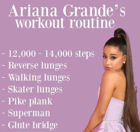 Ariana Grande Workout, Skater Lunges, Reverse Lunges, Glute Bridge, Ariana Grande, Workout Routine, Superman