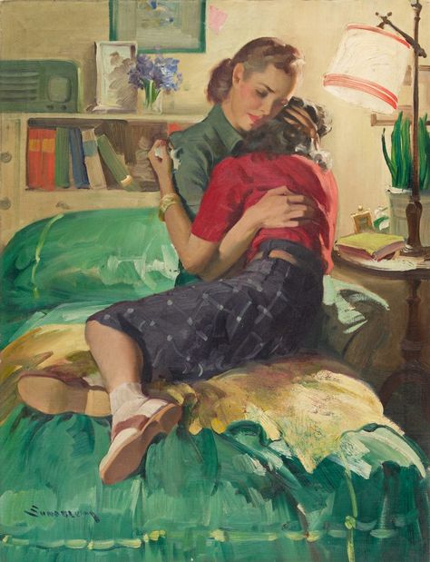 Haddon Sundblom, Journal August, Mother Daughter Art, Ladies Home Journal, Home Journal, American Illustration, 얼굴 그리기, Lesbian Art, Norman Rockwell