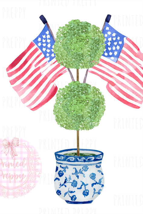 Preppy 4th Of July, July Watercolor, Watercolor Png, Chinoiserie Chic, Preppy Summer, Bible Prayers, Social Media Posts, Red White And Blue, Red White Blue