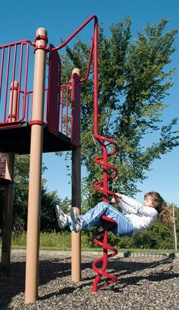 Corkscrew Climber - Spiraled Corkscrew Ladder to Slide Down or Climb Up - Landscape Structures Playground Climber, Commercial Playground Equipment, Landscape Structure, Design 2023, Playground Equipment, Landscape Architecture, Wind Sock, Projects To Try, For Kids