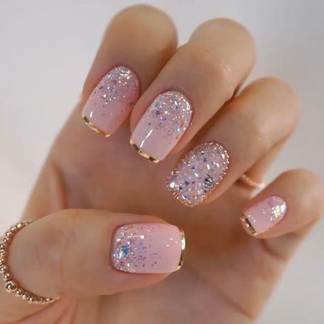 Glitter Tip Nails, Silver Glitter Nails, 42nd Birthday, Gold Glitter Nails, Valentine Nails, Her Nails, Pretty Nail Art Designs, Bride Nails, Pretty Nail Art