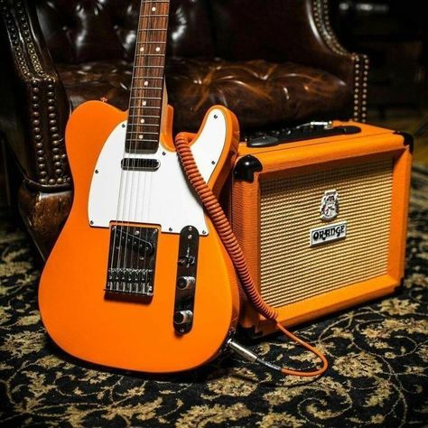 Orange Guitar, Orange Amplifiers, Guitar And Amp, Best Guitar Players, Electric Guitar Design, Telecaster Guitar, Cool Electric Guitars, Stevie Ray Vaughan, Gibson Guitars