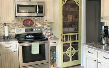 Screened Pantry Door, Crafts Using Peel And Stick Wallpaper, Screen Door On Pantry, Screen Door Repurpose, Vintage Screen Doors Repurposed, Pantry With Screen Door, Pantry Screen Door Ideas, Screen Door Ideas Repurposed, Pantry Screen Door