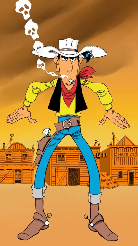 Lucky Luke Drawing, Lucky Luke Wallpaper, 70s Cartoons, Old Cartoon Characters, Looney Tunes Cartoons, Lucky Luke, Classic Cartoon Characters, Graffiti Characters, Bd Comics