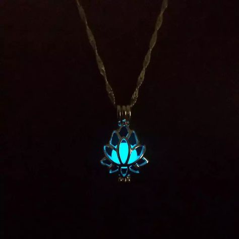 Glowing In The Dark Moon Lotus Flower Shaped Luminous Pendant Necklace For Women Yoga Prayer Buddhism Jewelry Dark Lotus Flower, Dark Lotus, Moon Lotus, Yoga Pendant, Lotus Flower Necklace, Glowing Necklace, Lotus Necklace, Lotus Pendant, Dark Moon