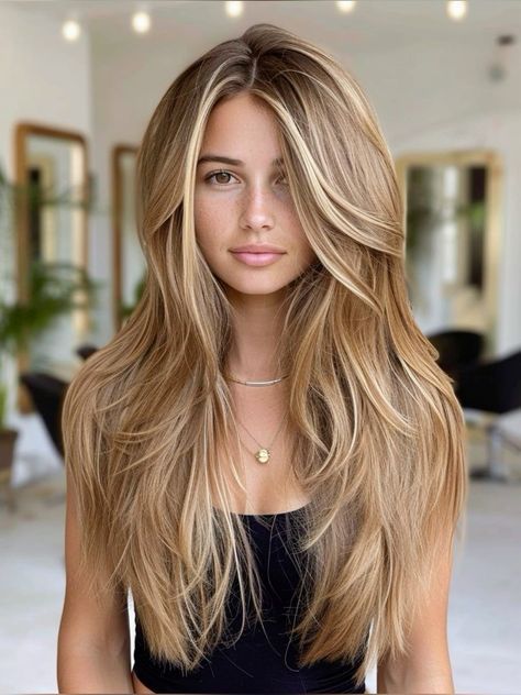 Long Thick Blonde Hair With Layers, Blonde Italian Women, Extra Long Layered Hair, Long Layer Face Frame Haircuts, Blonde Highlights With Bangs, Long Hair With Layers And Face Framing, Hairstyles 2024 Trends Women, Long Blonde Hair With Layers, Long Hair Side Part