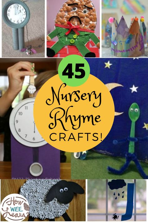 Perfect crafts and activities to accompany a nursery rhyme preschool theme. Hey diddle diddle crafts, humpty dumpty crafts, sensory bins, process art ideas, from hickory dickory dock to three blind mice, we have all the nursery rhyme crafts and activities you could need for your kids. Nursery Rhymes Preschool Theme, Process Art Ideas, Nursery Rhymes Preschool Crafts, Nursery Rhyme Art, Rhyming Preschool, Nursery Rhyme Crafts, Nursery Rhymes Preschool, Nursery Rhyme Theme, Nursery Rhymes Activities