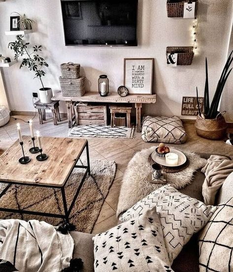 8 Cozy and rustic living room ideas for spring | Daily Dream Decor | Bloglovin’ Interior Boho, Apartment Living Room Design, Bohol, Rustic Living Room, Living Room Decor Modern, Apartment Living Room, Design Living, Cheap Home Decor, Living Room Inspiration